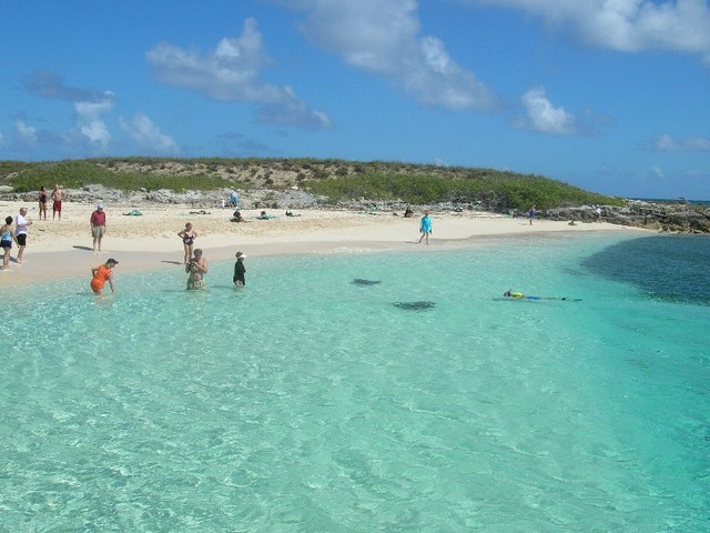 A beach with clear water